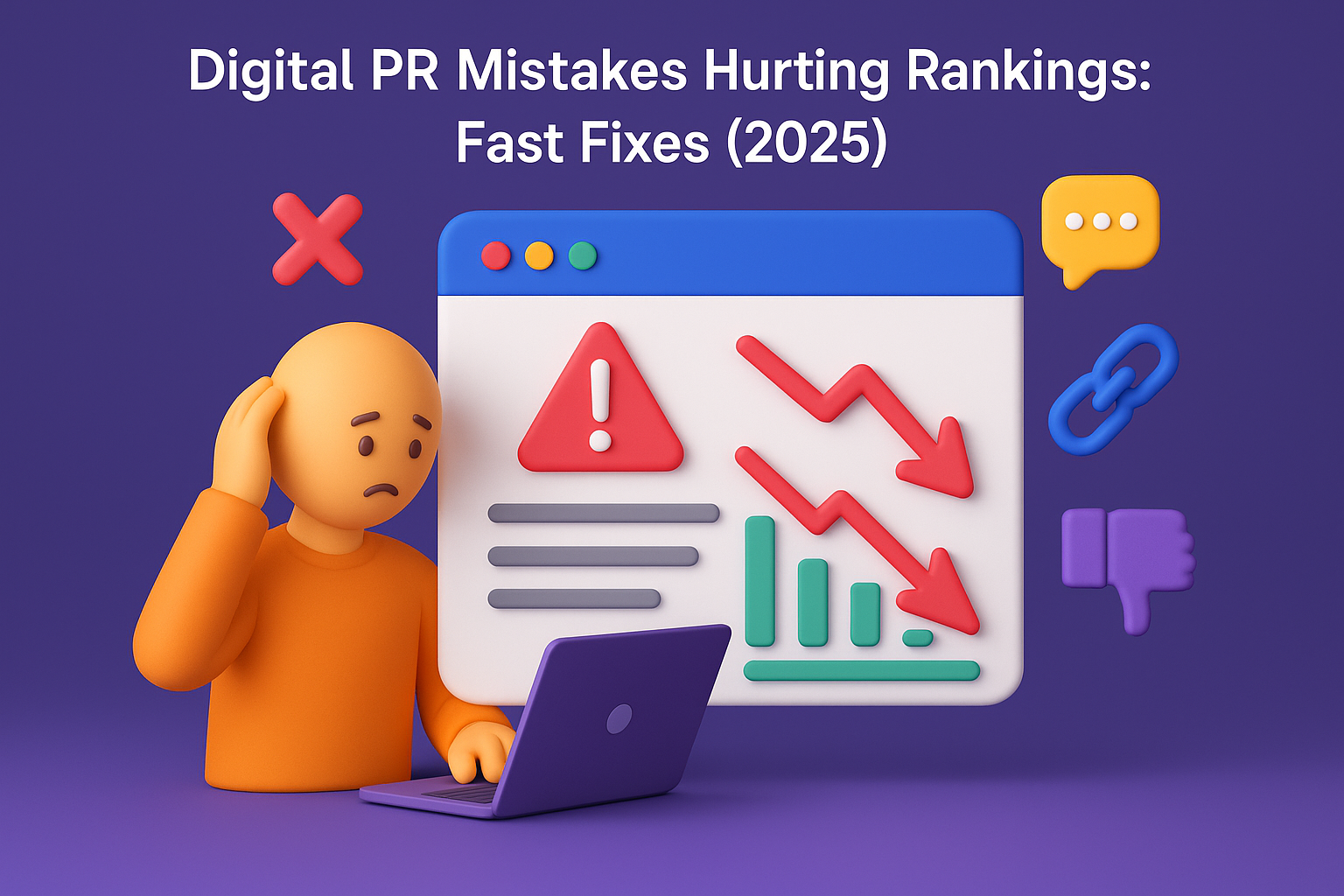 Stopwatch over a lightweight webpage with a hero image and link icons—symbolizing faster LCP from smarter HARO-style outreach.