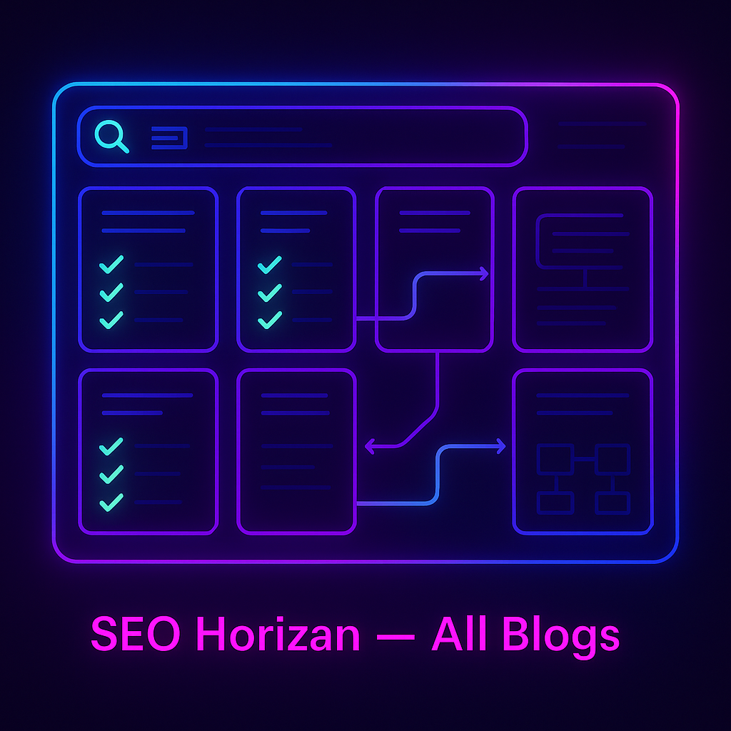 Gradient-neon roadmap showing Crawl, Index, and Rank with highlighted cards for core on-page elements and free SEO tools.