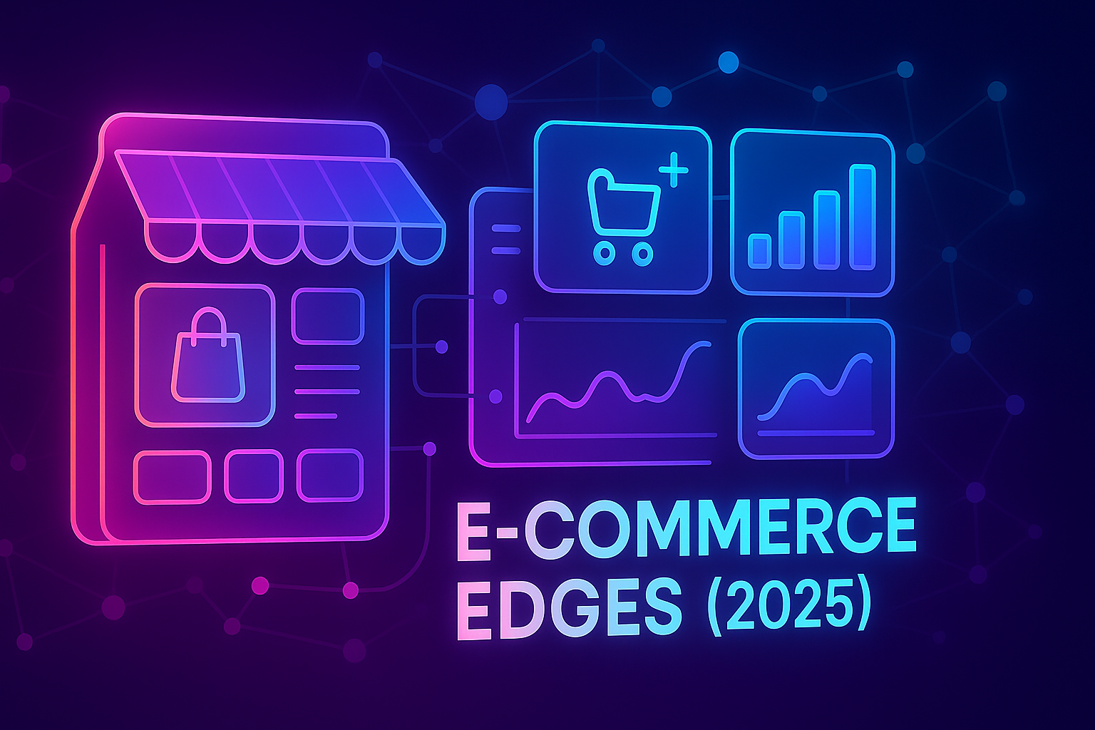 Neon 3D e-commerce storefront blending into dashboards of overlooked metrics like returns and wishlist in 2025